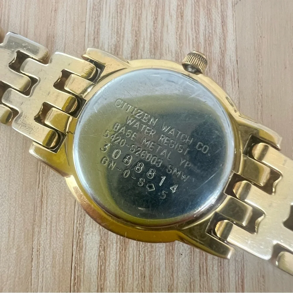 Citizen elegance ladies black dial gold tone dress watch NEW BATTERY